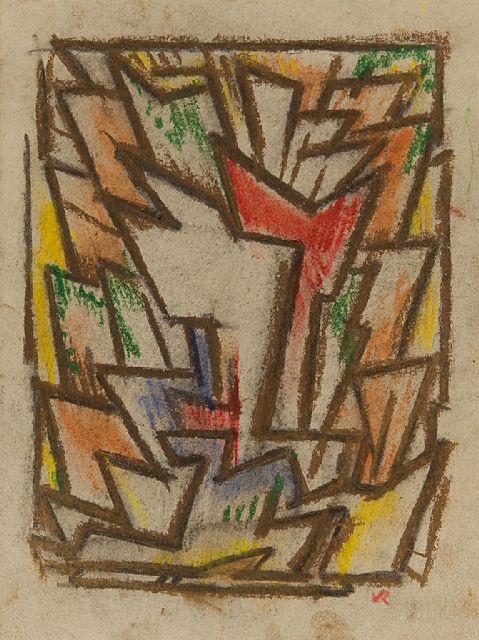 Otto van Rees | Composition, chalk on paper, 17.5 x 14.5 cm, signed l.r. with monogram