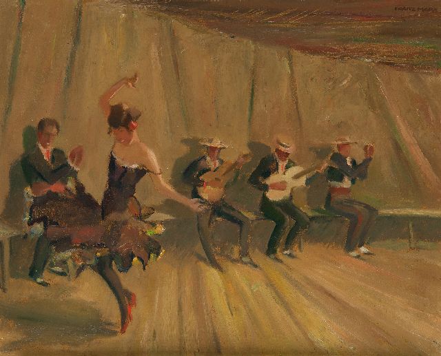 Franz Marx | Flamenco dancer and musicians, oil on board, 44.5 x 54.8 cm, signed u.r.