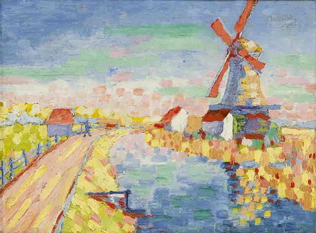 Joan Collette | Mill by the water, oil on canvas laid down on painter's board, 24.1 x 32.3 cm, signed u.r.