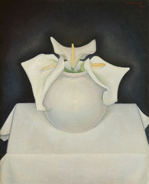 Wittenberg J.H.W.  | Calla Lilies in a white vase, oil on canvas 53.6 x 42.7 cm, signed u.r. and dated 1930