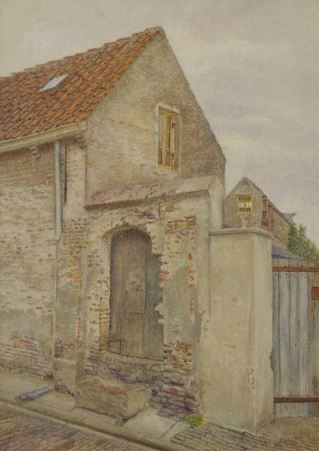 Hettinga Tromp T.G.M. van | Old houses, Zaltbommel, oil on canvas 40.5 x 29.6 cm, signed l.r. with monogram and dated 1949