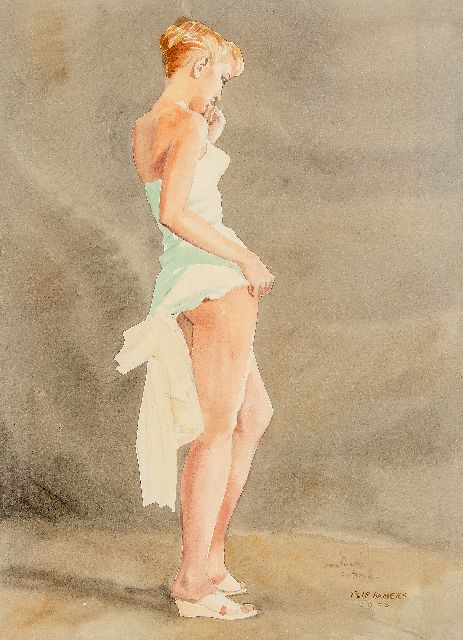 Hamers P.J.  | Pin-up girl, pencil and watercolour on paper 51.3 x 38.3 cm, signed l.r. and dated 1956