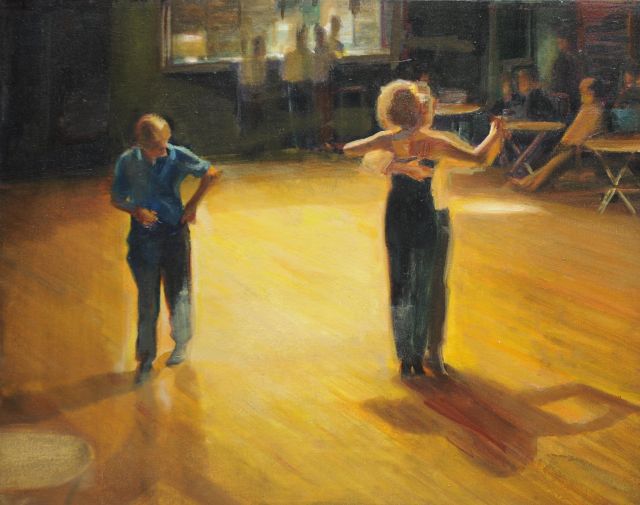 Kaplan D.  | Tango lesson, oil on canvas 60.0 x 77.0 cm, signed on the reverse with initials and dated on the reverse 2001/2002