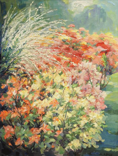 Berg M. van den | Azalea in bloom, oil on canvas 80.3 x 61.2 cm, signed l.r.