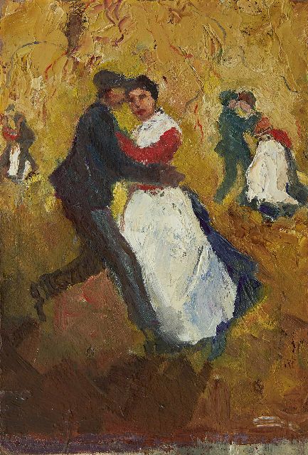 Marie Henri Mackenzie | Dancing couples in a dance hall; A man, reading, oil on board, 30.8 x 21.0 cm, signed on the reverse and painted ca. 1929