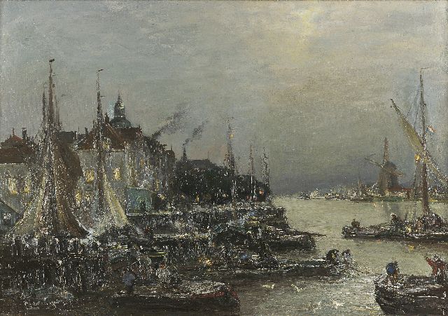 Louis Apol | The harbour of Dordrecht with the 'Groothoofd', oil on canvas, 56.6 x 80.6 cm, signed l.l.