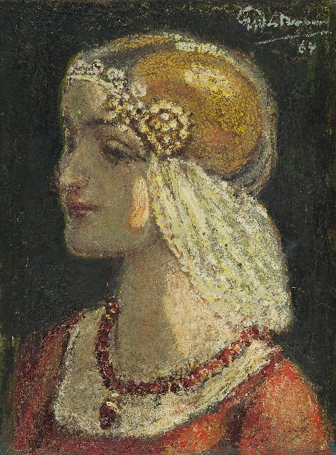 Gerard Westermann | A young woman in Frisian costume, oil on canvas, 50.2 x 37.5 cm, signed u.r. and dated '64