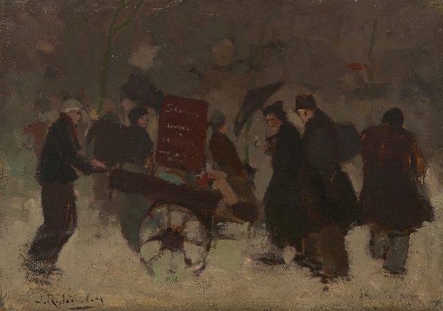 Jan Rijlaarsdam | A ragman in Amsterdam, oil on canvas, 36.2 x 50.4 cm, signed l.l.