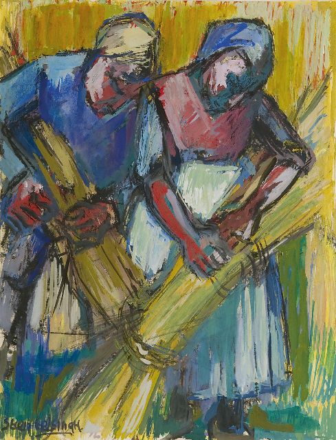 Stien Eelsingh | Harvesting couple, gouache on paper, 32.5 x 24.5 cm, signed l.l. and painted ca. 1950-1955