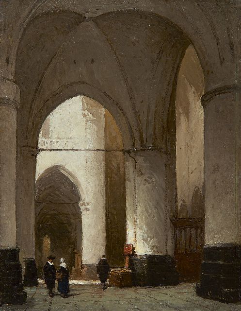 Bosboom J.  | A church interior, oil on panel 19.2 x 15.0 cm, signed l.r.