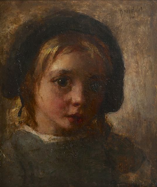 André Broedelet | Child portrait, oil on panel, 17.8 x 15.1 cm, signed u.r. and dated 1910