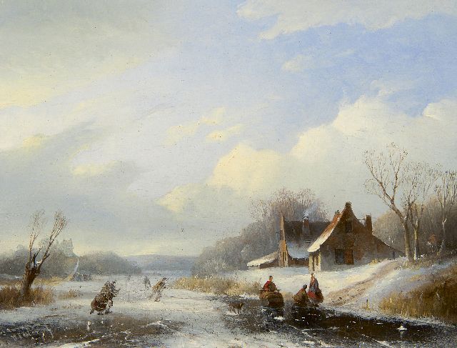 Willem Vester | A winter landscape with skaters, oil on panel, 21.5 x 28.3 cm, signed l.l.