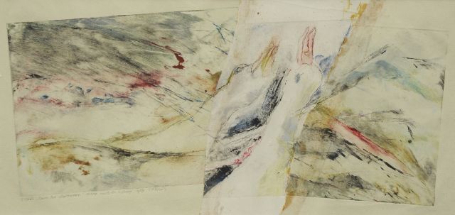 E. Stoel | Dance of the birds, mixed media on paper, 25.0 x 51.7 cm, signed l.l. (in pencil)