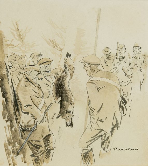 Hem P. van der | A good catch, pen, brush and ink on paper 23.6 x 21.6 cm, signed l.r.