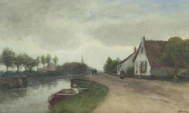 Wijsmuller J.H.  | The Kortenhoefsedijk in Kortenhoef, watercolour on paper 35.4 x 59.2 cm, signed l.r.