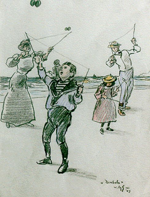Willy Sluiter | Diabolo, chalk on paper, 33.2 x 26.6 cm, signed l.r. and dated '07