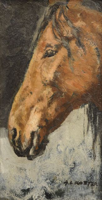 Koster A.L.  | A horse's head, oil on panel 21.7 x 11.5 cm, signed l.r.