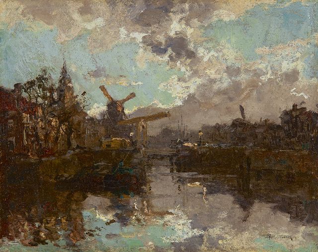 Johan Hendrik van Mastenbroek | The Aelbrechtskolk in Delfshaven, oil on canvas, 28.3 x 35.8 cm, signed l.r. and dated '09