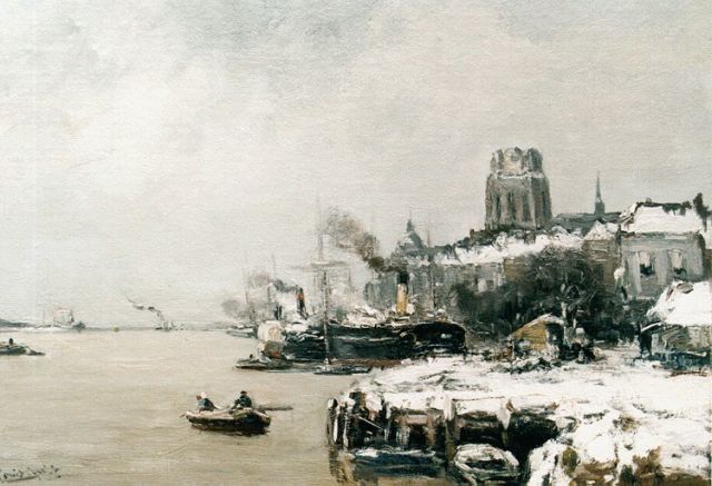 Louis Apol | A view of Dordrecht in winter, oil on canvas, 44.7 x 60.0 cm, signed l.l.