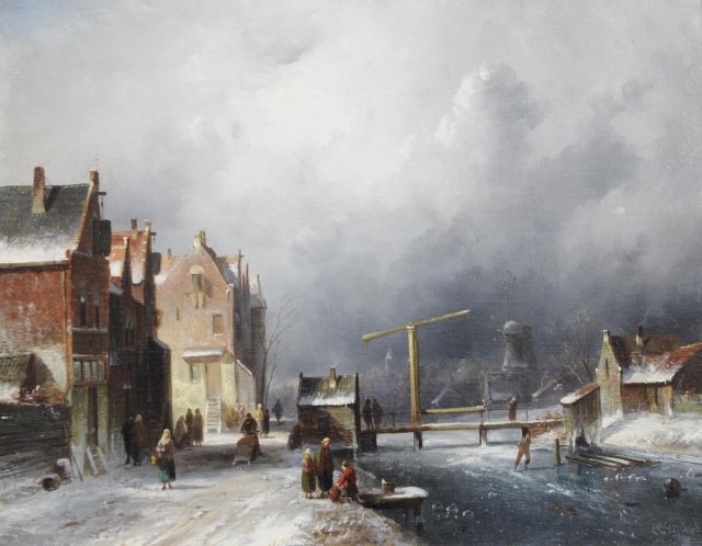 Charles Leickert | A Dutch town in winter, oil on canvas, 35.2 x 44.4 cm, signed l.r.