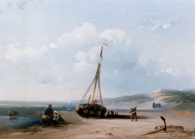 Donny D.  | Activities on the beach, oil on panel 18.1 x 23.8 cm, signed l.r. and dated '52