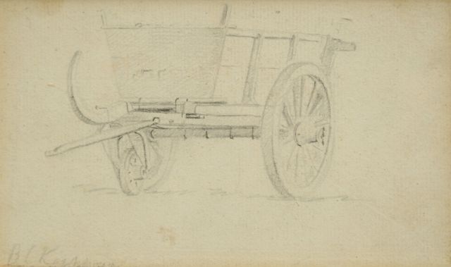 Barend Cornelis Koekkoek | Study of a barrow, chalk on paper, 8.3 x 13.9 cm, signed l.l.