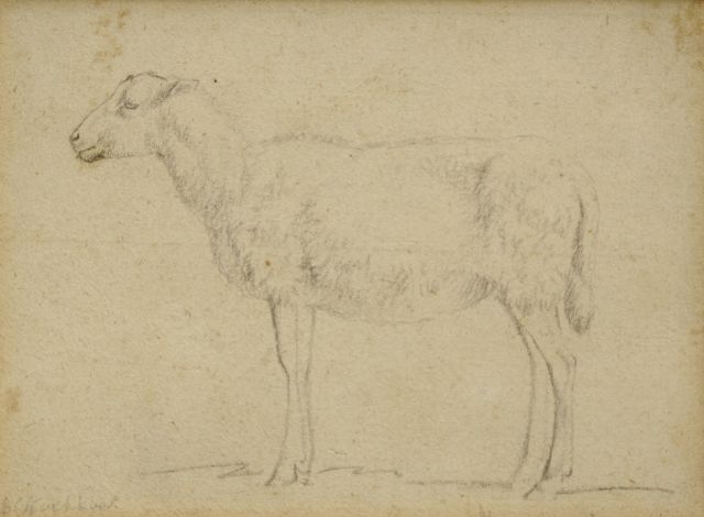 Koekkoek B.C.  | Study of a sheep, chalk on paper 8.9 x 12.0 cm, signed l.l.