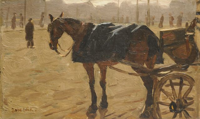 Bobeldijk F.  | Waiting for the ride, oil on canvas laid down on board 13.4 x 22.0 cm, signed l.l.