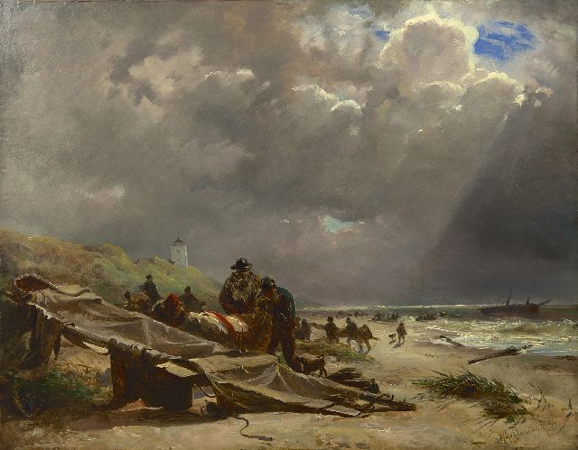 Willem van Deventer | Shipwreck on the beach of Katwijk, oil on paper laid down on painter's board, 46.3 x 59.6 cm, signed l.r. and dated '44