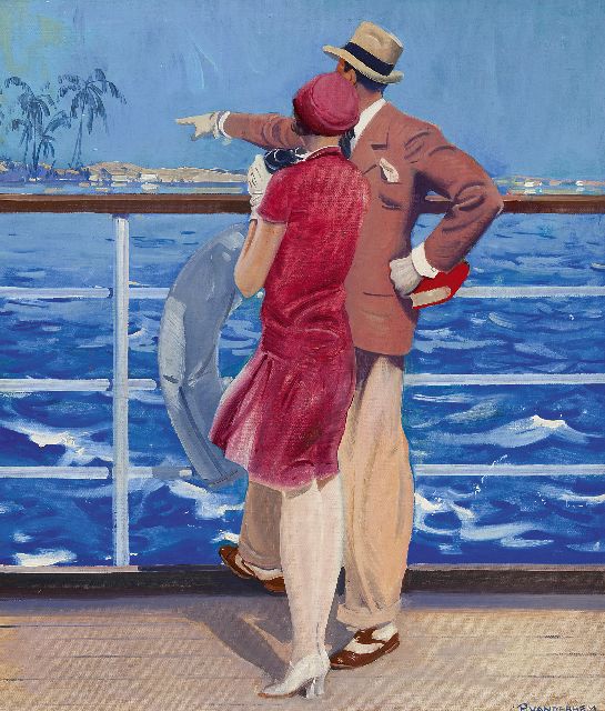 Hem P. van der | Winter holiday in the tropics with the KNSM, oil on canvas 89.0 x 63.5 cm, signed l.r. and painted ca. 1928