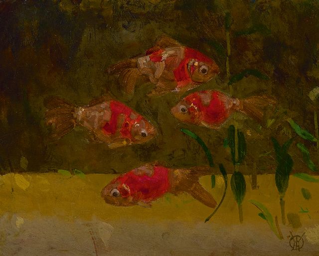 Dijsselhof G.W.  | Veiltails, oil on panel 17.6 x 21.9 cm, signed l.r. with monogram