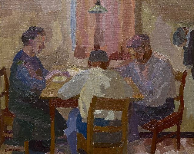 'Emanuël' Samson van Beever | Around the table, oil on canvas laid down on panel, 40.0 x 49.8 cm, signed l.l.