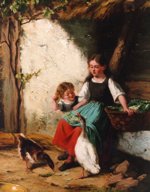 Walraven J.  | Farmyard Friends, oil on panel 40.0 x 29.5 cm, signed l.l.