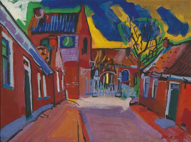 Jan van der Zee | A village street, Ezinge, Groningen, oil on canvas, 60.3 x 80.1 cm, signed l.r. and dated '35