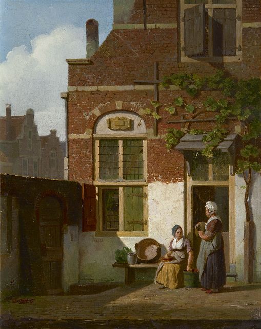 Johannes Rutten | Dutch courtyard, oil on panel, 24.2 x 19.1 cm, signed l.l. with monogram