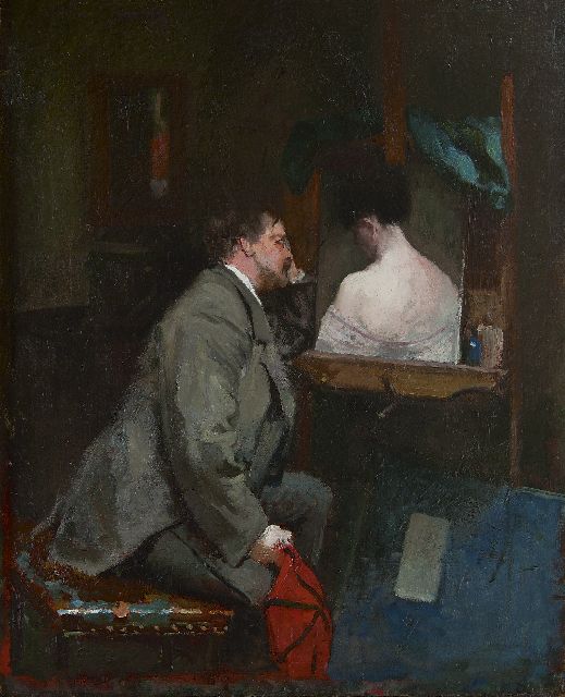 Oyens D.  | The amorous painter, oil on canvas laid down on panel 67.4 x 56.1 cm