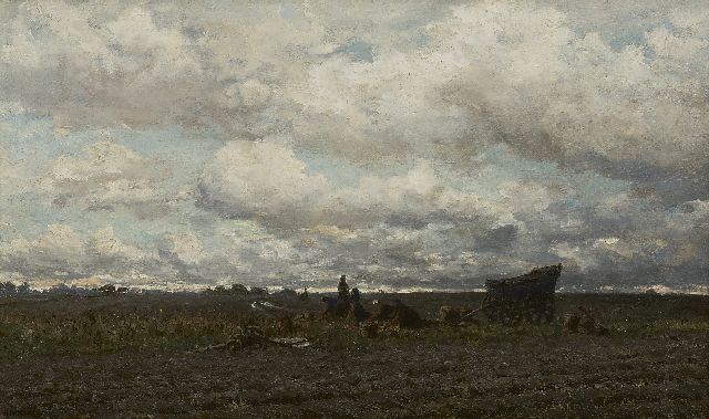 Hendrik Willem Mesdag | Potato harvest, Drenthe, oil on canvas, 48.3 x 78.3 cm, signed l.l.