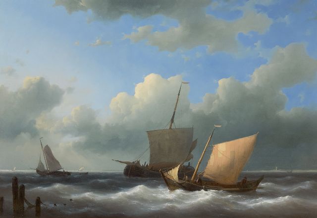 Hulk A.  | Sailing boats entering a harbour, oil on panel 44.5 x 62.7 cm, signed l.r. and dated 1846