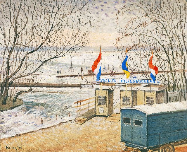 Herman Bieling | The Ice club Hillegersberg near Rotterdam, oil on canvas, 34.2 x 42.2 cm, signed l.l. and dated '33