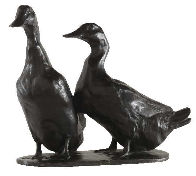 Willy Zügel | Two ducks, bronze with a black patina, 22.3 x 25.5 cm, signed on the base