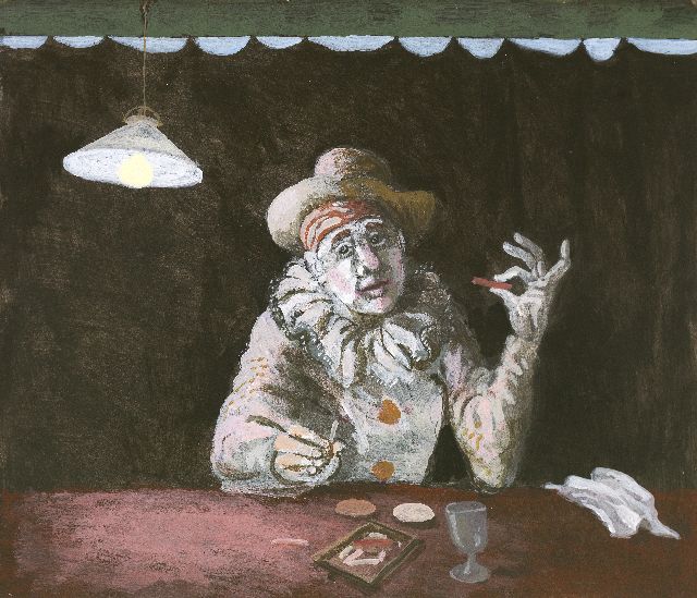 Herman Berserik | Comedia dell'Arte, acrylic on board, 19.0 x 23.5 cm, signed u.r. and dated '92