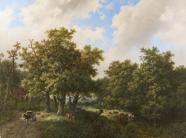 Koekkoek I M.A.  | Cattle on a clearing, oil on canvas 46.8 x 62.5 cm, signed l.l. and dated 1858