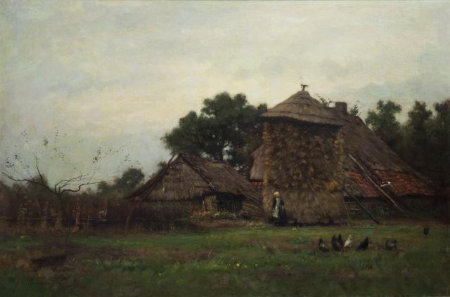 Willemsen W.J.  | Farm courtyard with a haystack, oil on canvas 50.5 x 75.7 cm, signed l.l.