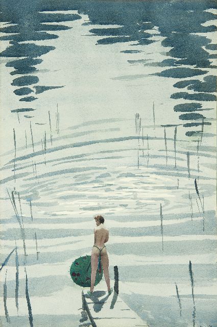 Kloos C.  | Parasol, watercolour on paper 60.0 x 40.3 cm, signed l.r. and dated 7.'56