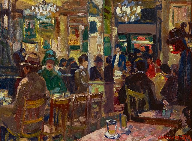 Alfred Martin | Brasserie in Paris, oil on panel, 24.4 x 34.3 cm, signed l.r.