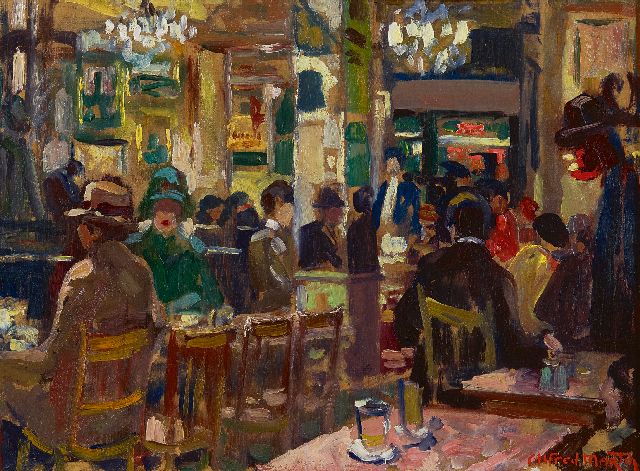 Martin A.  | Brasserie in Paris, oil on panel 24.4 x 34.3 cm, signed l.r.