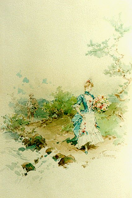 Frederik Hendrik Kaemmerer | The admirer, watercolour on paper, 33.0 x 22.8 cm, signed l.r.