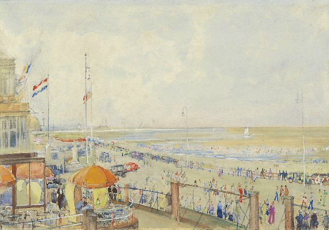 Bakker F.  | Summer in Scheveningen, watercolour on paper 24.0 x 34.1 cm, signed l.r. and dated '34