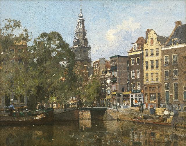 Cornelis Vreedenburgh | A view of the Raamgracht and the Zuiderkerktoren in Amsterdam, oil on panel, 40.8 x 50.5 cm, signed l.r. and dated 1930