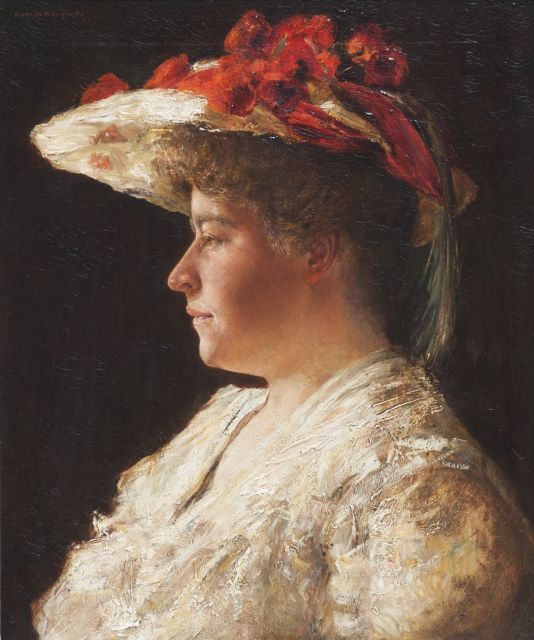 Borgord M.  | A portrait of Mrs. A. Singer-Brugh, oil on canvas 55.2 x 46.0 cm, signed u.l.